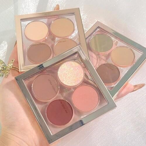 Xixi 4-color Eyeshadow Palette Pearly Matte Easy To Color Non-flying Powder Waterproof and Long-lasting Natural Eye Makeup