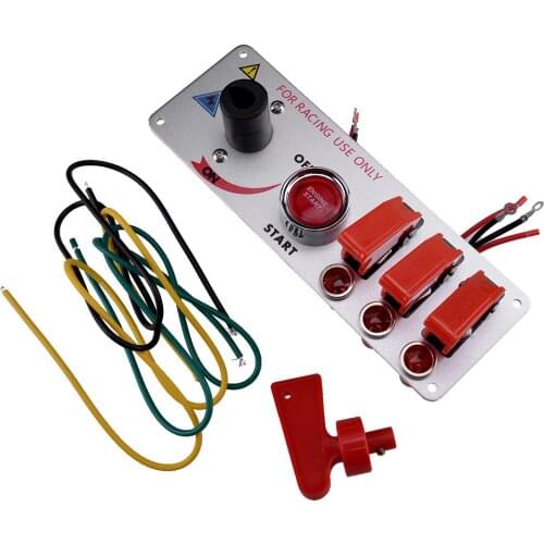 Flip-up Ignition Switch Panel Engine Start LED Push Button Toggle 5in1 12V for Professional Racing Cars