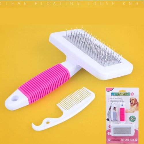 Pet Comb Red Rubber Handle Dog Needle Comb Beauty Massage Comb Pet Hair Remover Pet Accessories Pet Grooming