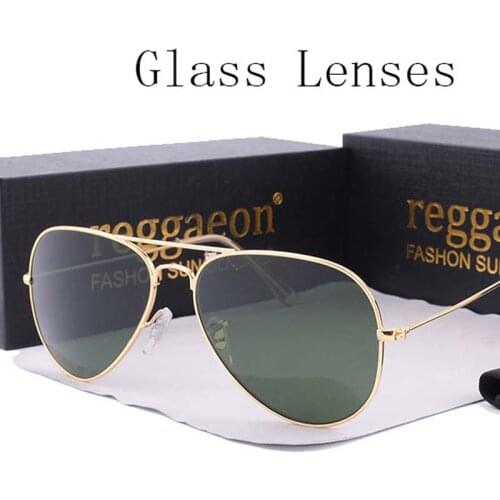 Reggaeon luxury Glass lens sunglasses women 2020 High quality uv400 men Brand Designer beach box Pilot Sun glasses G15