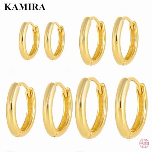 KAMIRA 925 Sterling Silver Retro Luxury Ear Buckle Smooth Circle Hoop Earrings for Women Men Unique Bohemian Simple Jewelry 2021