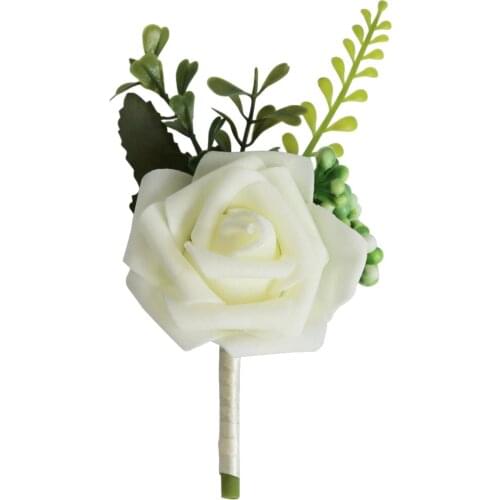 Bridal Groom Corsage, Handmade Rose Flowers Brooch Pin for Wedding Party Supplies Prom Supplies