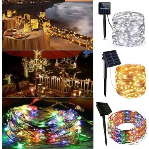 100led 10M Solar Powered LED String Light Waterproof Fairy Lamp Copper Wire for Holiday Garden Outdoor Christmas Party Wedding