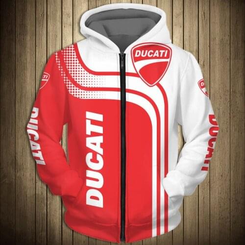 2021 New Ducati Motorcycle Racing Logo Hoodie 3D Print Zip Hooded High Quality Men Oversized Pullover Jacket Harajuku Streetwear