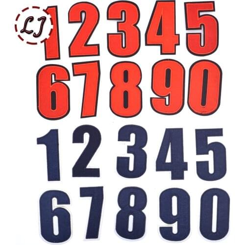 High quality black red big figures number Patch with Embroidery Cloth paste Accessories Iron-On Applique Badge DIY accessories