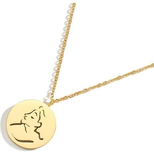 Occident Jewelry Titanium Steel Necklace INS Beauty Woman Portrait Round Pendant Necklace Stainless Steel Clavicle Chain