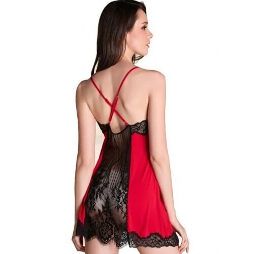 Women Sexy Sleep & Lounge Spaghetti Strap Lace Lingerie Sleepshirts Backless Night Dress Satin Nightgown Silk Sleepwear Homewear