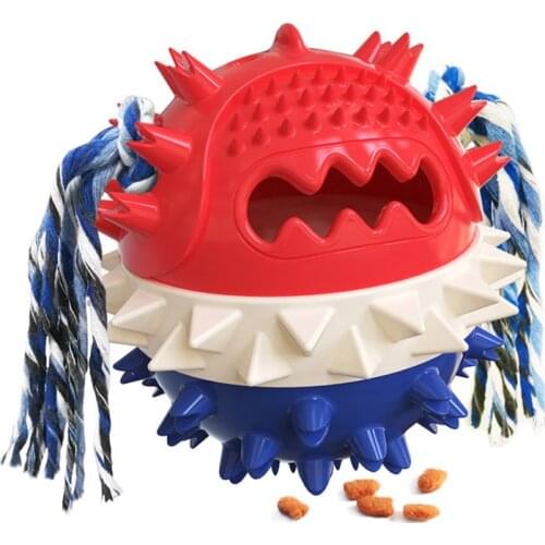 Pet Food Leakage Chew Toy Squeak Dogs Cotton Rope Ball Toys Interaction Playing Dog Toothbrush Teethe Non Toxic Pet Accessories