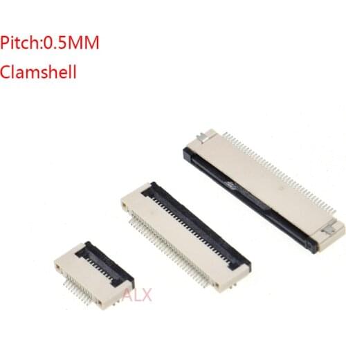 10PCS FFC FPC CABLE CONNECTOR SOCKET PITCH 0.5MM HIGH 2MM Clamshell Bottom Contact Type SOCKETS 4P 6P 8P 10P 12P 16P 20P 30P 40P
