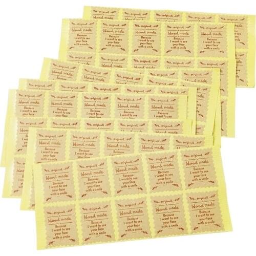 1000Pcs/lot Stamp Shape Sticker Handmade Vintage Stickers Kraft Label Sticker DIY Hand Made For Gift Cake Baking Sealing Sticker