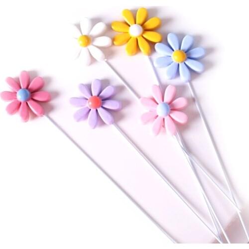 2pcs/set Resin Daisy Flower Cake Topper Happy Birthday Cake Topper Kids Favors Party Supplies Cake Decorating Candy Bar