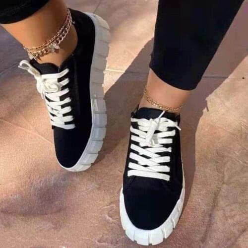 2021 Pinterest Brown Women Sneaker Light Fashion Breathble Vulcanized Shoes Platform Lace Up Casual Shoes Non-slip Canvas Shoes