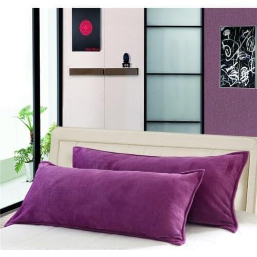 45*120cm 45*150cm Double Flannel Pillowcase for Winter Solid Color Long Pillowslip Home Bedding Pillow Cover One piece/lot Purpl