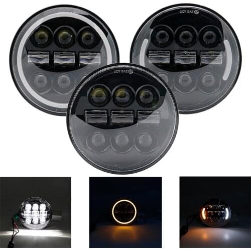 5-3/4" 5.75 inch Motorcycle LED Projector Halo angel eyes turn signal light Headlight housing For Sportster 883 XL1200 Iron Dyna