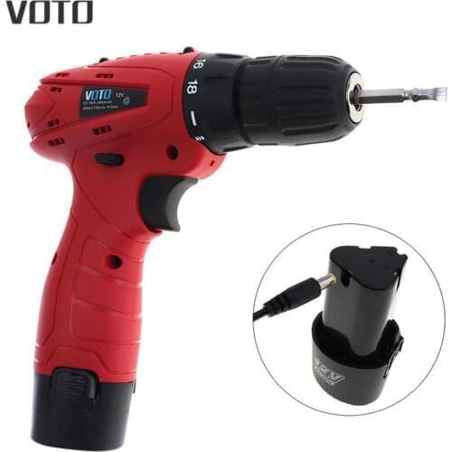 VOTO AC 100 - 240V Cordless 12V Electric Screwdriver with Rotation Adjustment Switch and 18 Gear Torque for Handling Screws / Pu
