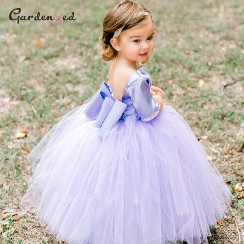 Glitter Girl Party Dresses One Shoulder Puffy Girl Princess Dress Aline Bow Girl Birthday Dress Backless Baby Girl Dress 2021