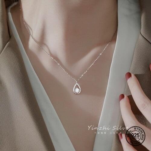 Water Drop Necklaces For Women 925 Silver Classic Pendant Clavicle Chain Luxury Choker Romantic Wedding Female Neck Fine Jewelry