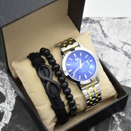 Luxury Mens Watch 30m Waterproof Date Clock With Bracelet 3Pcs Men Quartz Casual Wrist Watch Relogio Masculino Gift Box ForMens