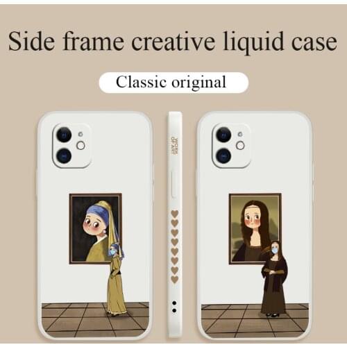 The Kind Mona Lisa Phone Case For iPhone 12 Pro Max 11 X XS XR XSMAX SE2020 8 8Plus 7 7Plus 6 6S Plus Liquid Silicone Cover