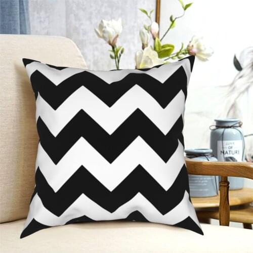 Black And White Chevron Stripes Pillowcase Printed Polyester Cushion Cover Gift Throw Pillow Case Cover Chair Zippered 45X45cm