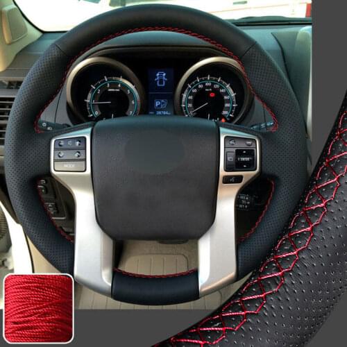 DIY Stitching Real Leather Steering Wheel Cover For Toyota Tacoma Tundra 4Runner Super Soft Non-slip Durable Car Interior