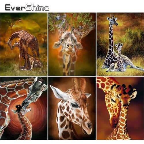 EverShine 5D DIY Diamond Mosaic Animal Full Square Diamond Embroidery Giraffe Rhinestones Art Painting Cross Stitch Wall Art