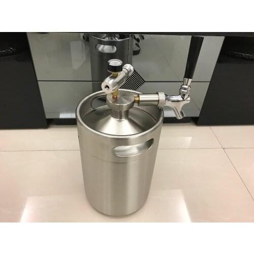Homebrew 5L Mini Keg Beer Growler + 5L Mini Beer Spear with Tap Faucet with CO2 Injector Premium