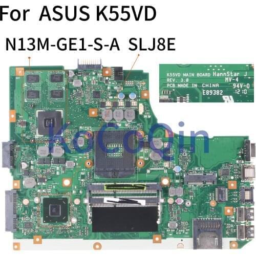 KoCoQin Laptop motherboard For ASUS K55VD Core SLJ8E N13M-GE1-S-A1 Mainboard REV.3.0 tested