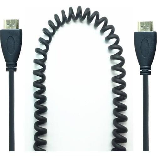 90 Degree HDMI Cable Male to Male V1.4 1080P 3D Pure Copper Elastic Coiled Spring HDMI Left & Right Angled 90 Degree extend Cord