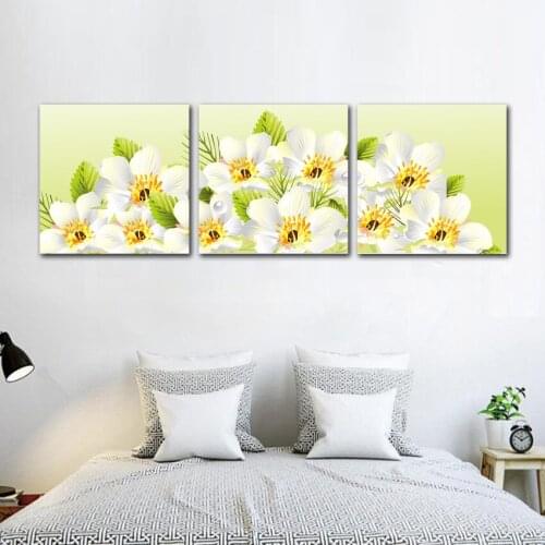 Canvas Painting Wall Art Picture Print Floral Still Life White Floral Canvas Painting No Frame T58