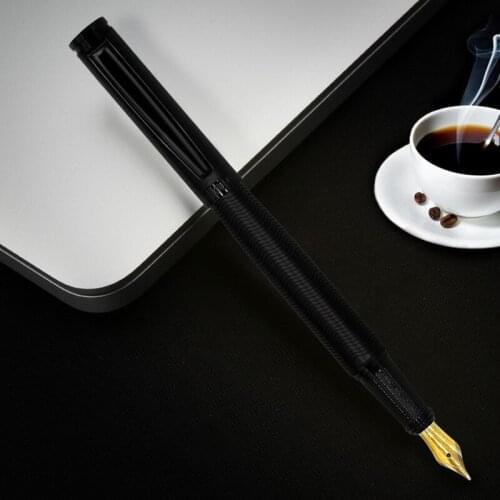 HERO Classic Black Full Metal Fountain Pen King Kong Iridium Fine Nib 0.5mm Office & School With Gift Box For Writing Ink Pen