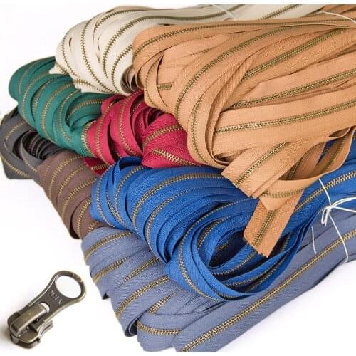 1 Meter YKK 5# Metal Bronze Coil Zippers DIY Sewing Bag Accessories B