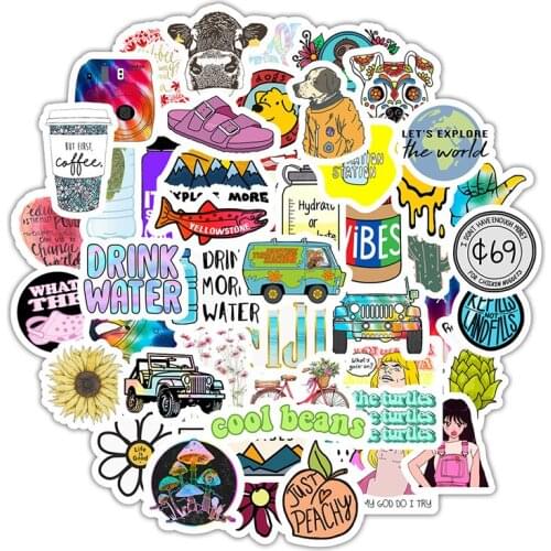 50pcs Nature Sunflower Sticker Waterproof Suitcase Bike Motorcycle Helmet Car Styling Accessories Stickers