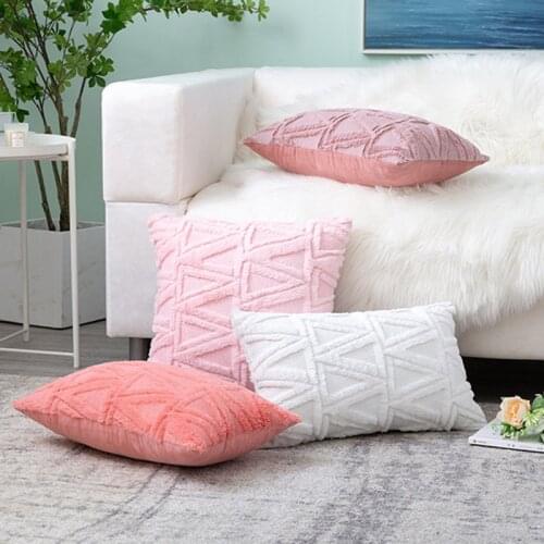 Plush Geometry Triangle Cushion Cover 45/50cm Solid Home Decor Handmade Pillowcase Living Room Sofa MLBZ8