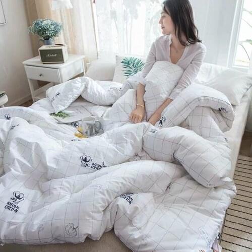 New 100% White Superfine Fiber Winter Quilt Comforter pure cotton Blanket Duvet Filling With Cotton Cover Twin Queen King Size