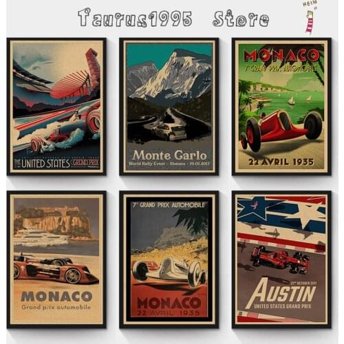 New Super Racing Car Retro 2006 Monaco Race Motor Poster Wall Art Japan kraft travel posters Wall Painting For Room Home Decor