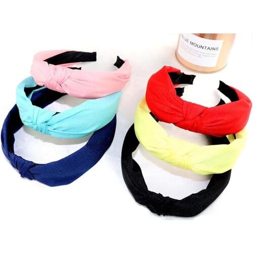Freshness Solid Color Knot Haidbands Headbands For Women Simple Fabric Girls Hairband Lady Hair Accessories Wide Side Hair Bands