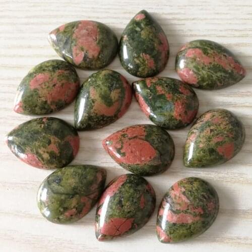 Wholesale 25x18mm charm teardrop CAB CABOCHON natural unakite stone beads for DIY jewelry Free shipping 20pcs no hole