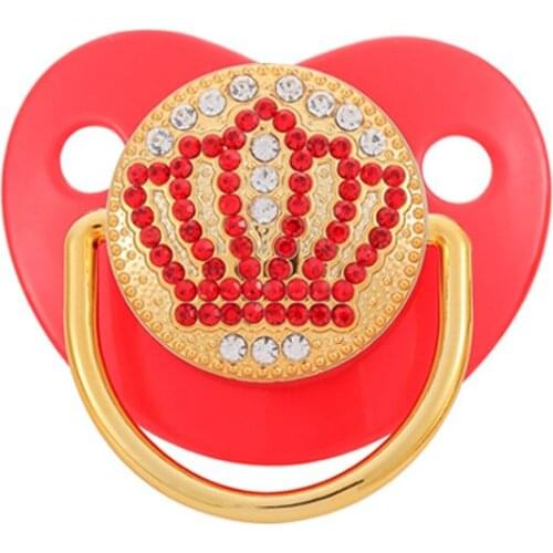 Lovely Baby Dummy Nipple With Diamond Royal Crown BPA Free Silicone Newborn Bling Soothing Pacifier For 0-18 Month Infant Nipple