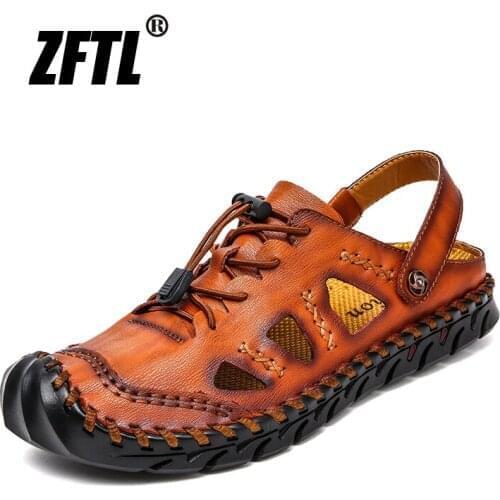 ZFTL New Men sandals handmade Man casual beach shoes large size genuine leather male leisure outdoor non-slip sandals summer 63
