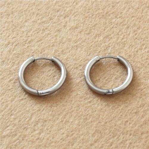 Size 16mm Round Trendy Brief Titanium Stainless Steel Men Earring Hoop Earrings For Women Classic Jewelry