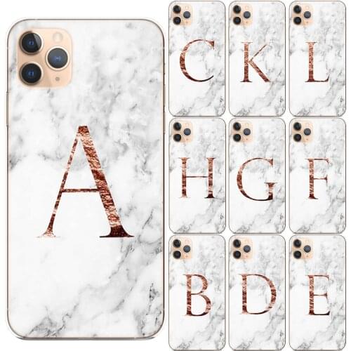 26 English Name Letters Marble Customized Initial Silicone Case Cover For iPhones 11 Pro Max X XS Max XR 6 6S 7 8 Plus