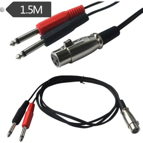 XLR 3-Pin Female to Dual 6.35mm 1/4" Mono Male Plug TRS Audio Y Cable