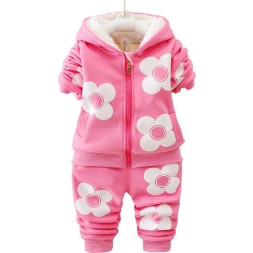 Winter Baby Girls Clothing Set 2021 Autumn Toddler Boys Girls Warm Hooded Coats Pants Suit Kids Thick Tracksuit Clothes Set