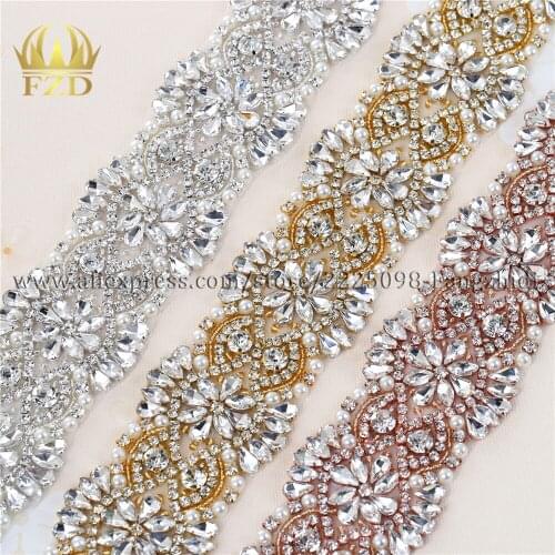 10 Yards Hot Fix Crystal Beaded Claw Rhinestone Appliques Trim For Wedding Dresses and Sash Clear Glass Pearl Sew On Crystals