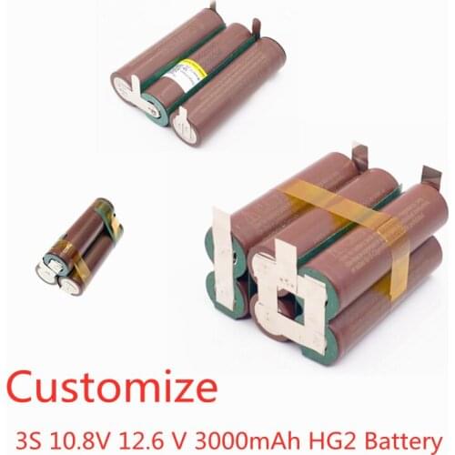 12V 18650 HG2 Battery 6000mAh 20amps For 12.6v Screwdriver Battery Weld Soldering Strip 3S 3S2P 12.6v Battery Pack (customize)