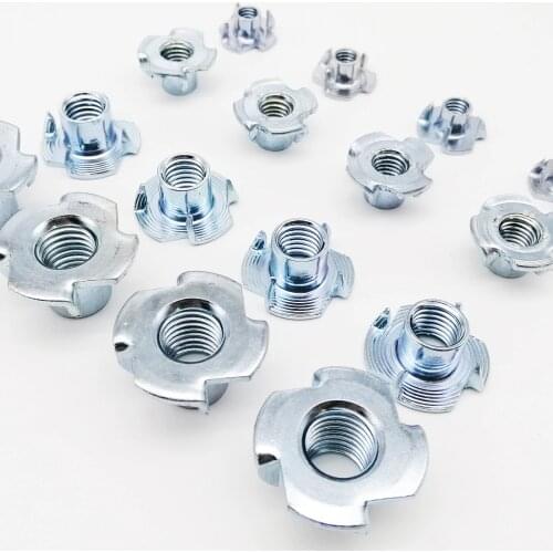 2/10/20X M4 M5 M6 M8 M10 M12 High Quality Thicken Steel Four Claws Speaker Nut Blind Pronged Insert Tee T Nut Furniture Hardware