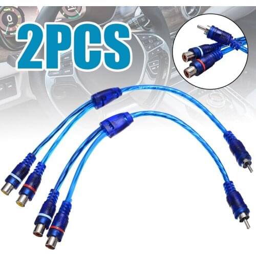 2pcs 30cm Car Splitter Adapter Cable Y Type RCA Mic Audio Cable 1 Male to 2 Female Oxygen Free Copper Cable For Car Home Audio