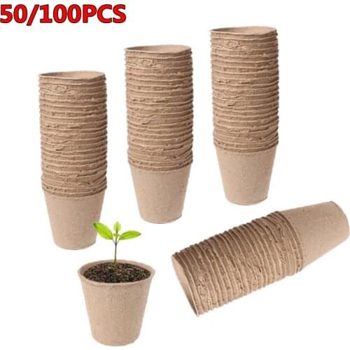 50/100Pcs Peat Pots Eco-friendly Garden Round Peat Pots Plant Seedling Starters Cups 6/8cm Nursery Herb Seed Tray Planting Tools