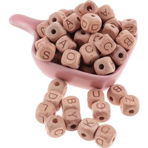 500pcs Wooden Letters Baby Beech Wood Letter Beads Baby Teether Food Grade Wooden Teether For Teeth Wooden Toys BPA Free